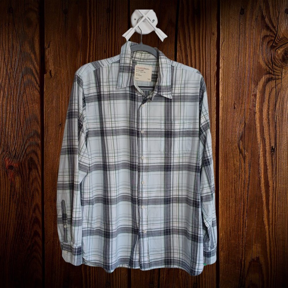 WRANGLER • men's LARGE plaid shirt Western button down cowboy rodeo country - Picture 1 of 7